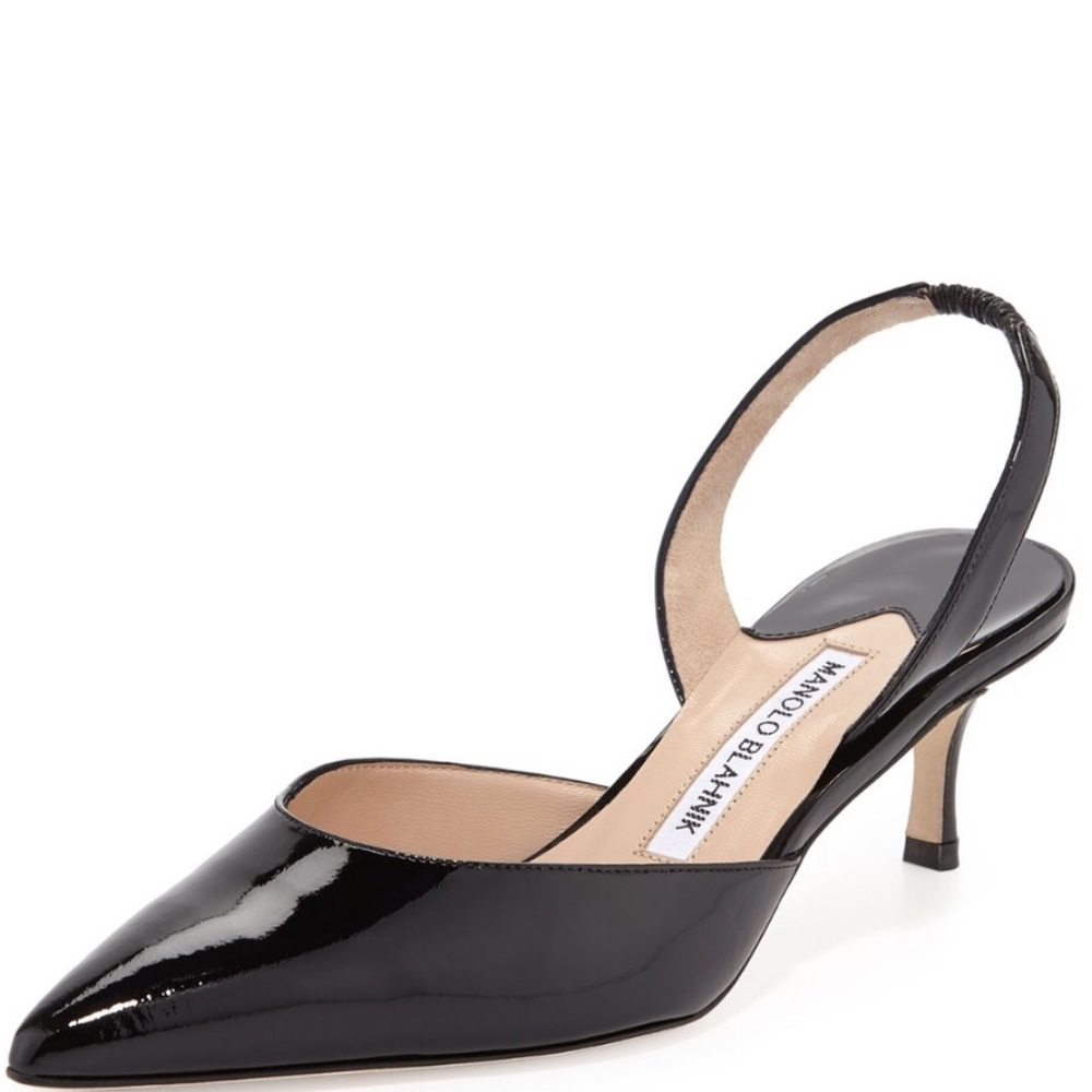 MANOLO BLAHNIK❤️👠Carolyne Black Patent Leath Pump